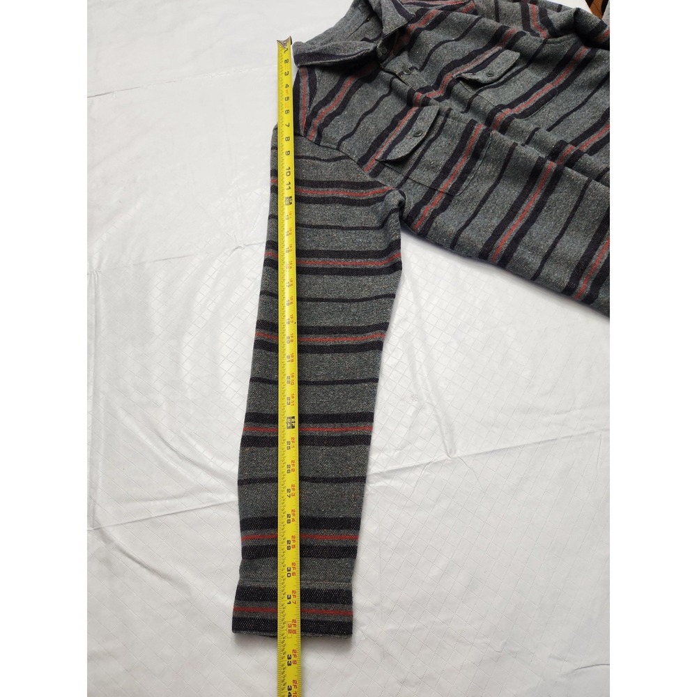 RVCA Shirt Mens Large Gray Stripe Wool Blend Flannel Long Sleeve Button Up - Picture 8 of 12